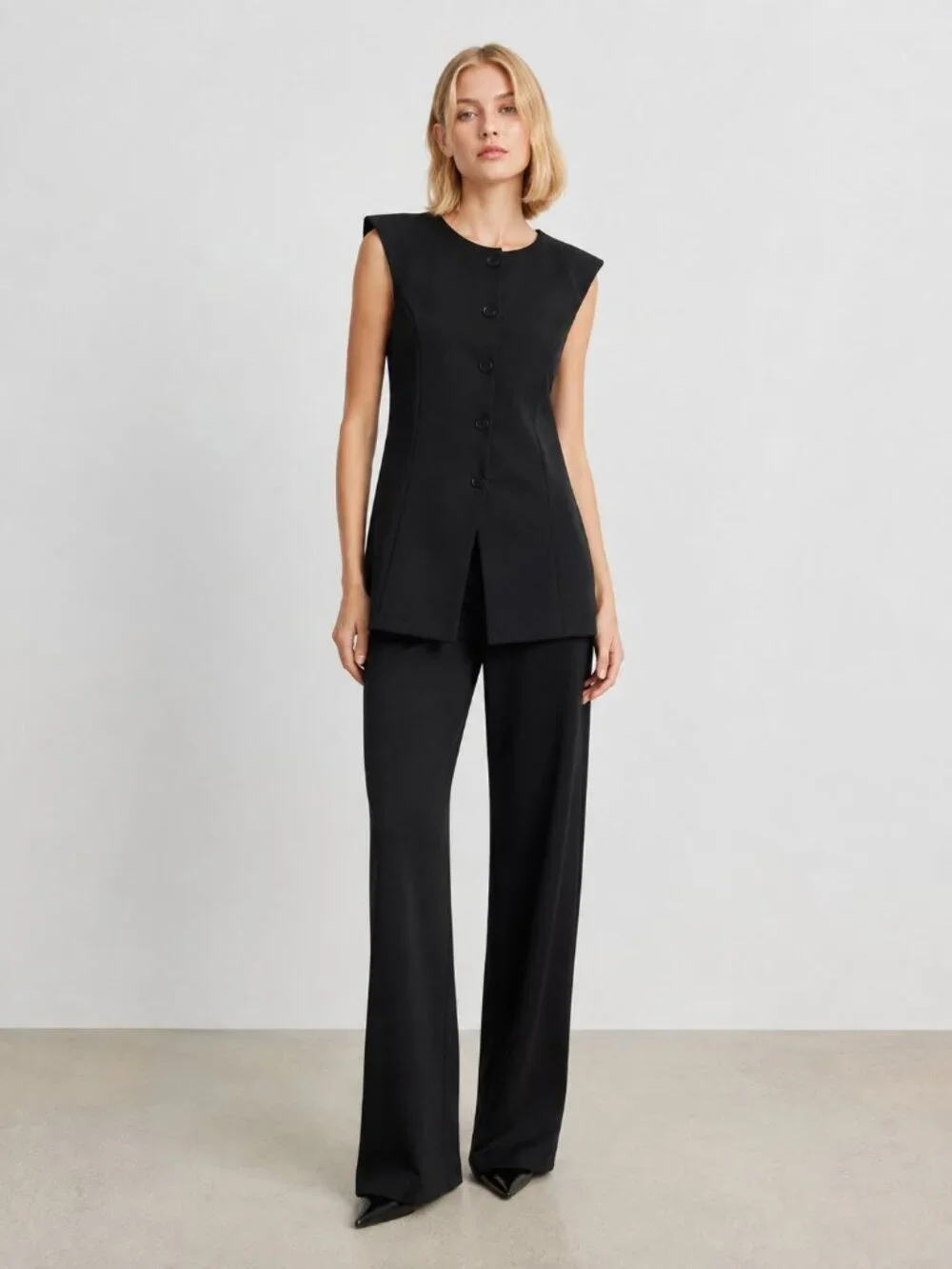 2/$30 H&M Ponte Di Roma Waistcoat Black Large #A3547